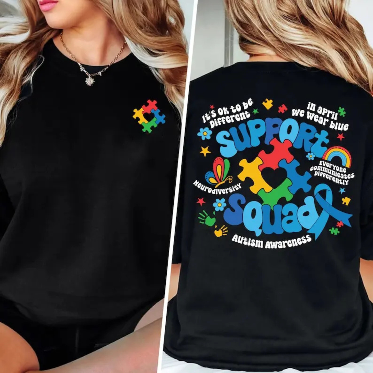 Matching Family Autism Support Squad Tee – Colorful Neurodiversity Graphic Shirt