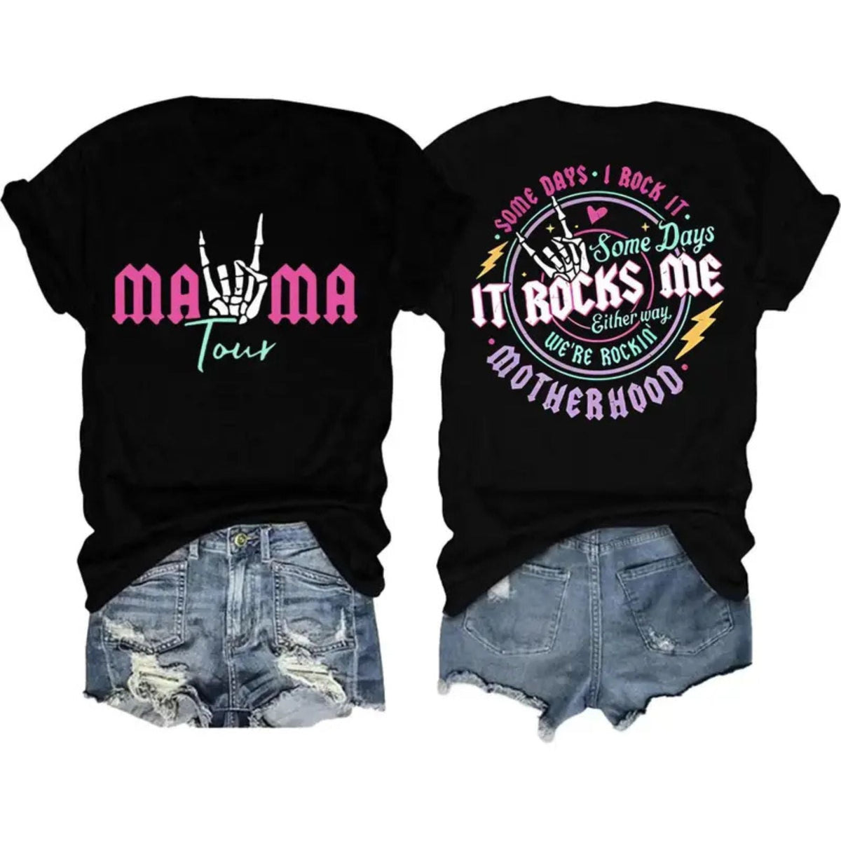 Mama Tour “It Rocks Me” T-Shirt – Retro Music Mom Graphic Tee, Unisex Cotton Shirt