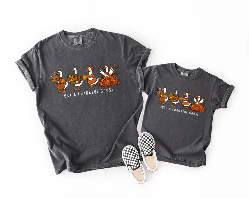 Minimalist Silly Goose Thanksgiving Comfort Colors® Tee – Aesthetic Fall Graphic Shirt