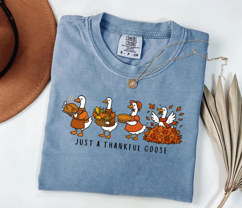Minimalist Silly Goose Thanksgiving Comfort Colors® Tee – Aesthetic Fall Graphic Shirt