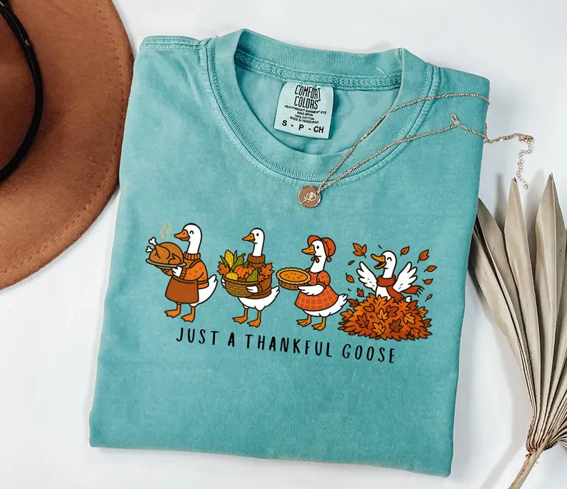 Minimalist Silly Goose Thanksgiving Comfort Colors® Tee – Aesthetic Fall Graphic Shirt