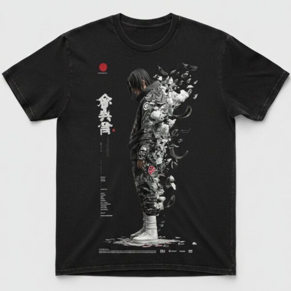 Black Dissolving Figure Graphic T Shirt