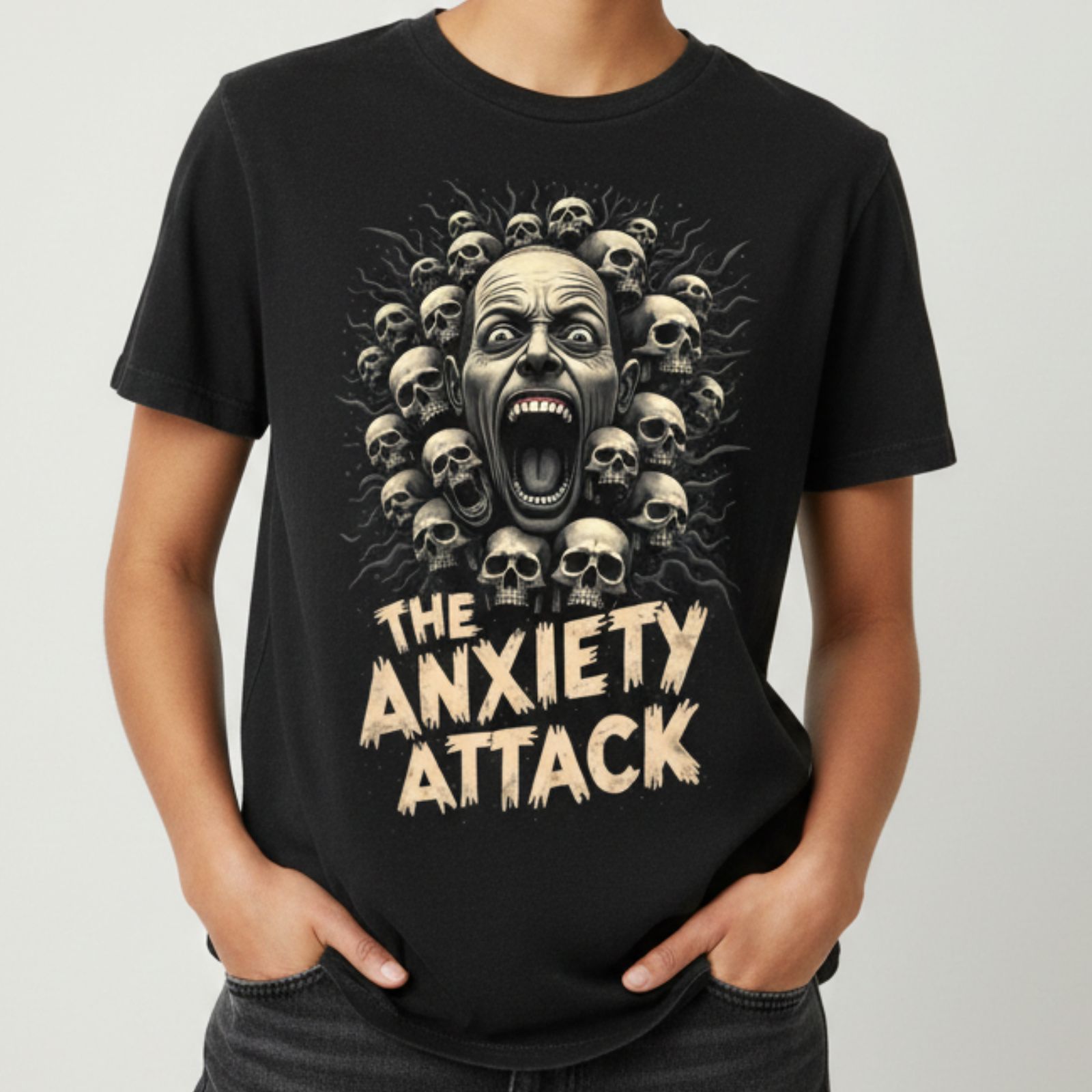 Distressed Black Anxiety Attack T Shirt 1 Distressed Black Anxiety Attack T Shirt 1