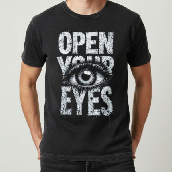 Distressed Eye Graphic Washed T Shirt 1